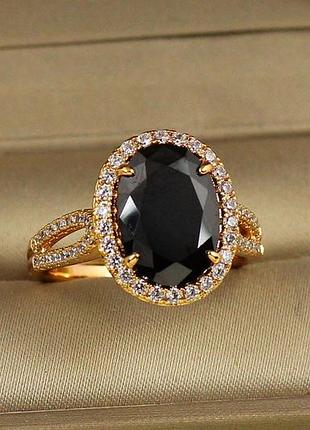 Кольцо xuping jewelry камея с черным камнем р 20 золотистое