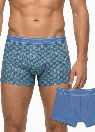 Боксеры мужские хлопок 2 шт ominem lila print m (46-48) сиреневый/бирюзовый m