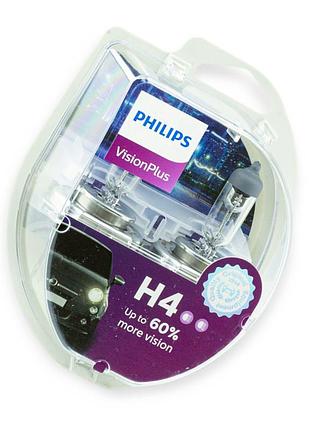 Автолампа h4 12v 60, 55 (43) philips vision plus 60% (2шт)