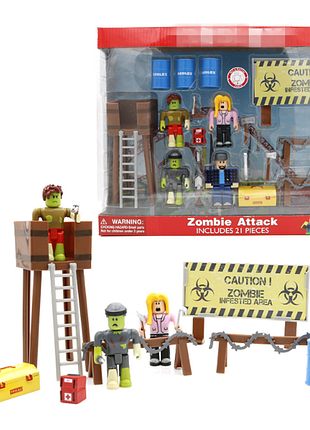 Большие игровые фигурки roblox в коробке атака зомби, игрушечные человечки роблокс набор
