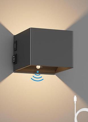Настінний світлодіодний світильник k-bright hw4002 3000k з датчиком руху перезаряджуваний через usb