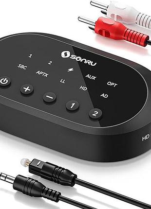 Аудіоадаптер sonru wireless audio transmitter bt1009 з низькою затримкою з кабелем toslink/rca/aux