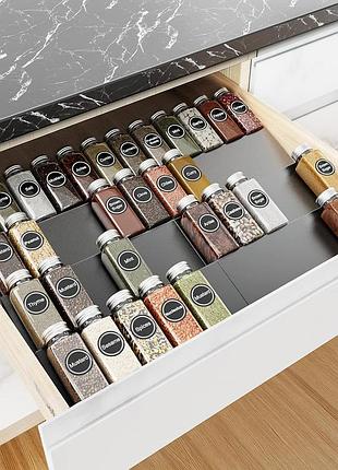 Органайзер для спецій spice drawer organizer вставка в кухонний ящик для зберігання баночок зі спеціями
