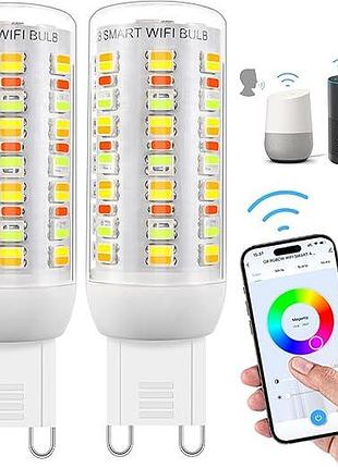 2 шт. светодиодные лампочки с музыкальным ритмом i-shunfa g9-75led-wifi-rgb умные лампы, многоцветные wi-fi лампочки g9