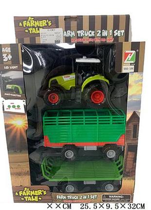 Трактор 550-18e причеп 2шт,сільскогосподарська техніка,звук,світло, бат.(табл)кор. 25,5-39-9см