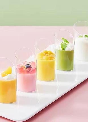 50 шт. набір пластикових десертних стаканчиків із ложечками 80 мл dessert cups креманки для подавання десертів