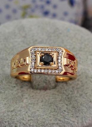 Друкка xuping jewelry чорний фіаніт в тарілку з боків тиснена змійка 20,21,22,23 р золотиста 21