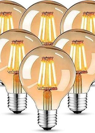 6шт. светодиодная лампа e27 4w 2700k hisaysy vintage light bulb g80 светодиодная лампа теплого белого цвета