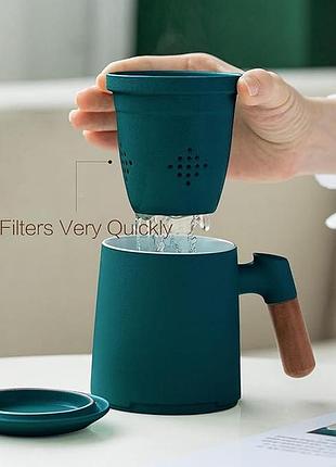 Чайная чашка 355 мл zens noble chic ceramic tea mug керамическая чашка для листового чая с заварником 6