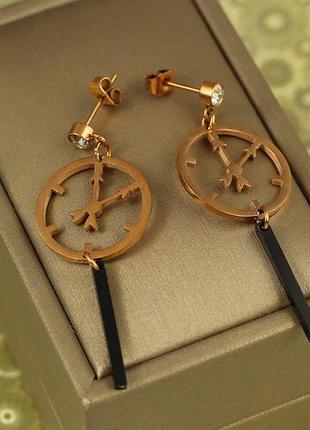 Серьги подвески xuping jewelry часы 5 см золотистые