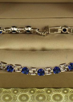 Браслет xuping jewelry рапсодія із синіми каменями 17 см 6 мм сріблястий