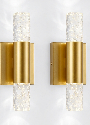 2 шт. настінні кришталеві світильники 27 см wall lamp fp002 комплект настінних світильників із сенсорним керуванням і пультом