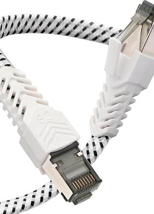 Сетевой ethernet-кабель cat 8 15 м rj45 qiuean lan kabel плетенный высокоскоростной сетевой ethernet-кабель