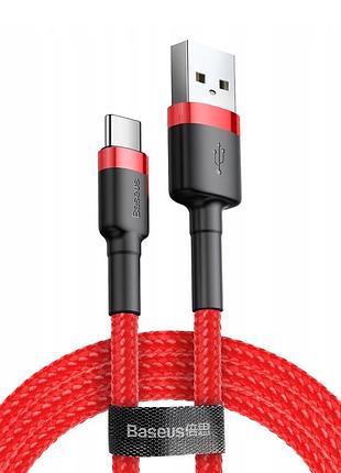Дата кабель baseus cafule usb to type-c cable 3a (1m) (catklf-b) красный