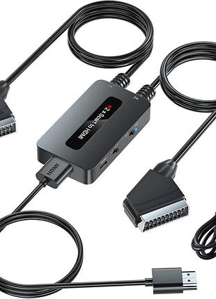Конвертер 2 x scart to hdmi converter cable e652a двухпортовый переходник scart входной hdmi
