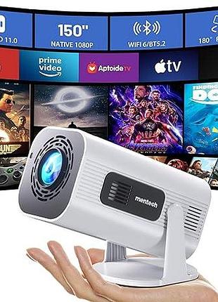 Мини-проектор mentech projector p6 смарт-проектор, портативный проектор с wifi и bluetooth