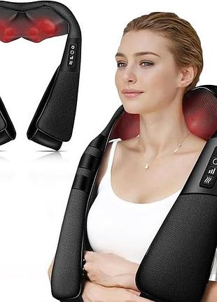 Масажер для шиї та плечей із 8 масажними роликами massager of neck kneading масажер із функцією підігрівання