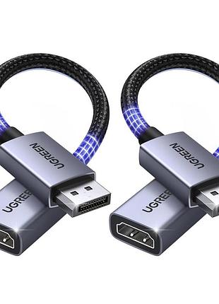 2 шт. конвертер dp-hdmi 20 см ugreen displayport to hdmi 4k cable dp133 пасивний адаптер displayport у hdmi