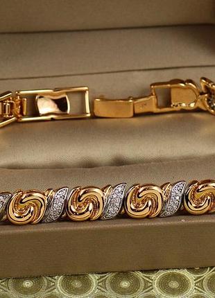 Браслет xuping jewelry мальвы с родием 17 см 8 мм золотистый