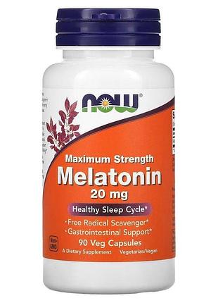 Мелатонін now melatonin 20 mg, 90 вегакапсул для гарного сну