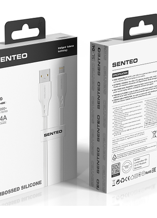 Usb кабель senteo sl-04 embossed transparent silicone cable usb-a до lightning 1000mm белый 3