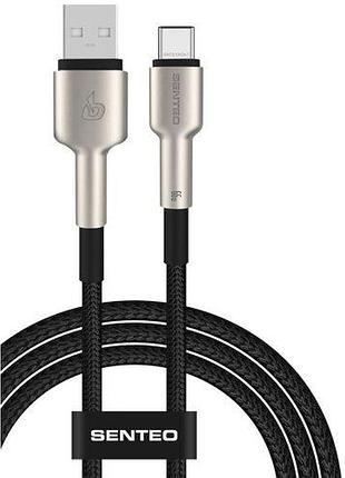 Usb кабель senteo sm-03 6a/66w iron series braided data cable usb-a to usb-c 1m чорний