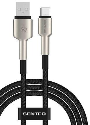 Usb кабель senteo sm-03 iron series braided data cable usb-a to usb-c 3a/15w 1m черный