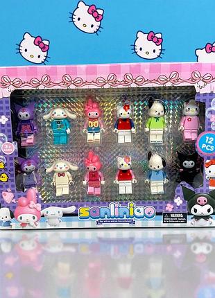 Детские фигурки конструктор hello kitty, набор фигурок лего котики 12 шт