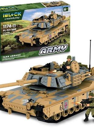 Конструктор військової техніки iblock m1 abrams 1176 деталей, деталізована модель танка з 2 фігурками