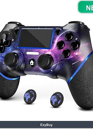 Беспроводной геймпад v2 galaxy для ps4 и pc с режимом turbo, антискользящими ручками и насадками на стики