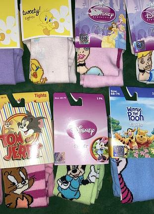 2 пари дитячих колгот disney 68-74р. 6-9 міс. для дівчаток