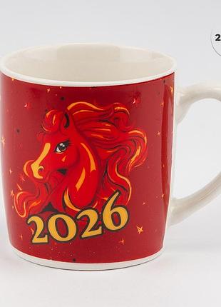 Кружка с ложечкой "символ 2026 года - огненная лошадь", 200 мл elisey