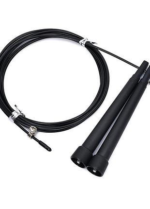 Скакалка швидкісна ms 3765(black) 290 см, ручка пластик, мотузка гума+метал