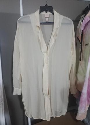 Шифоновая рубашка накидка удлиненная цвета масло h&amp;m