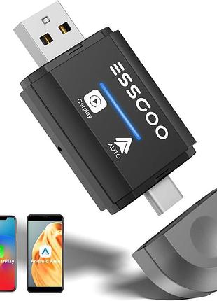 Беспроводной адаптер 2 в 1 carplay essgoo pl6 автомобильный адаптер для подключения apple carplay