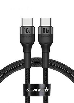 Usb кабель senteo st-01 montes series 100w type-c до type-c 1000mm чорний
