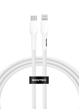 Usb кабель senteo sl-03 soft silicone usb-c до lightning 2000mm білий