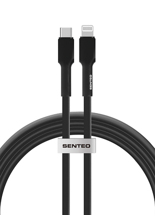 Usb кабель senteo sl-03 soft silicone usb-c до lightning 1000mm чорний