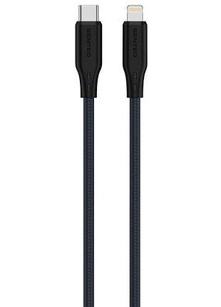 Usb кабель senteo sl-04 embossed transparent silicone cable type-c до lightning 30w 1000mm чорний