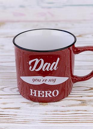 Кухоль для тата тато ти мій герой - dad you're my hero 400 мл 12740 (червоний)