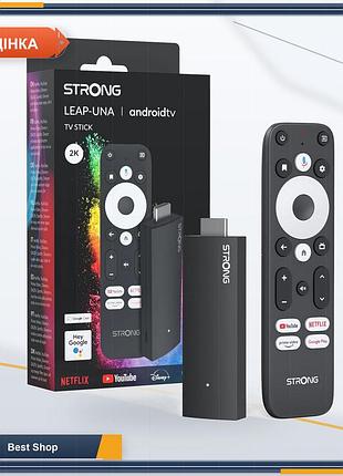 Стрімінговий hdmi-стік android tv strong leap-una 2k wi-fi bluetooth chromecast google assistant чорний