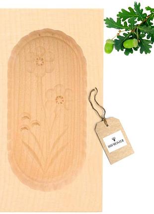 Форма для масла, hofmeister holzwaren flower e, дерев'яна кленова 14 см 125 г, handmade germany, декор столу, антибактеріальна