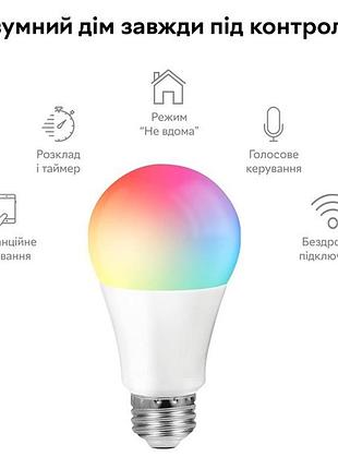Умная лампочка tuya smart led wifi смарт лампа e27 rgb color 2700k-6500k 9w