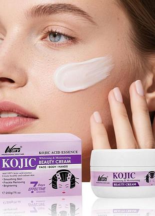Освітлюючий крем для обличчя та тіла nary kojic acid essence whitening, 200г