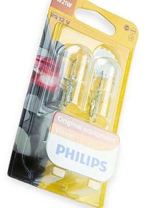 Автолампа бц 12v 21w w3х16d philips (пара)
