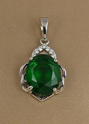 Кулон xuping jewelry сицілія з зеленим каменем 1,9 см сріблястий