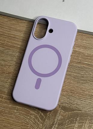 Чохол для iphone 17 з magsafe, світлий фіолетовий матовий силікон з м’якою підкладкою silicone case