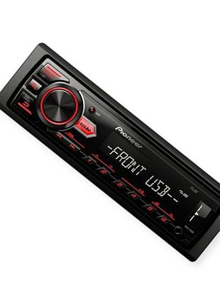 Магнітола pioneer mvh-09 ubr fm, usb, aux, mp3, android, знімна пан, червона підсвітка