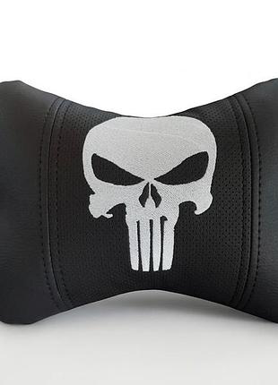Подушка на подголовник череп каратель punisher в автомобиль под шею - оригинальный подарок мужчине, мужчине, водителю