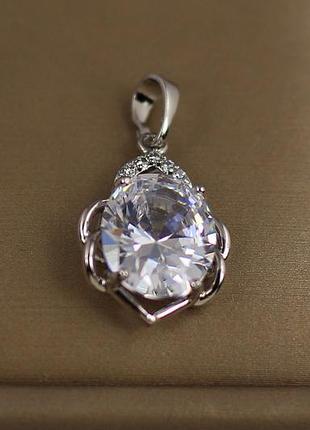 Кулон xuping jewelry сицілія з білим каменем 1,9 см сріблястий
